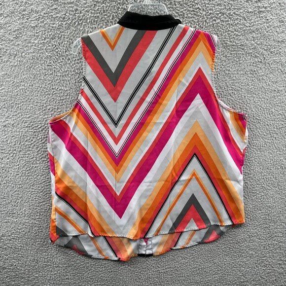 Worthington‎ Womens Top 2X Gray Pink Striped Button Front Sleeveless Shirt - Picture 2 of 8